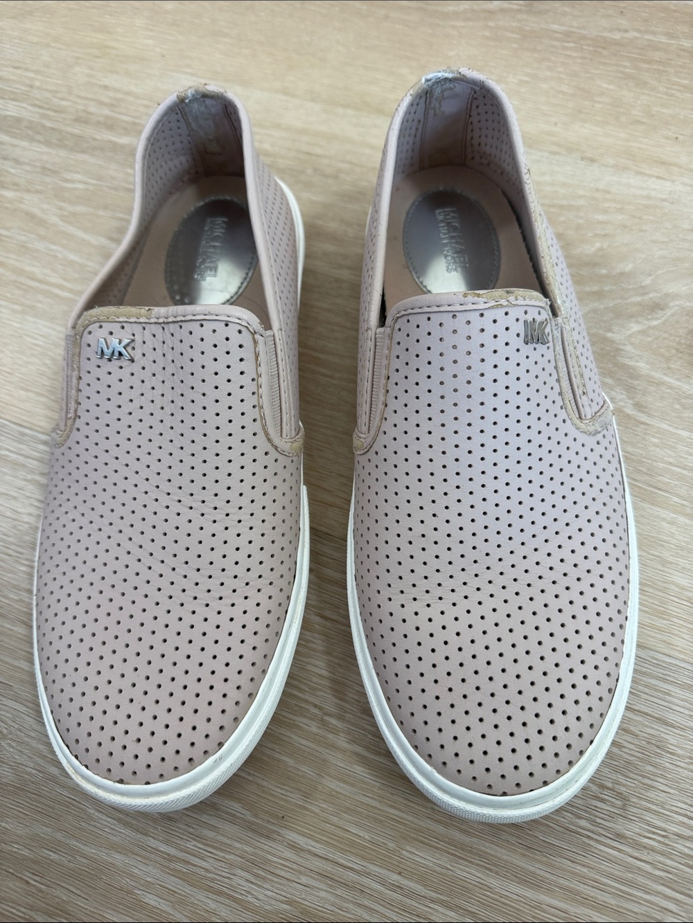 Michael Kors Perforated Slip-On Sneakers in Blush Pink